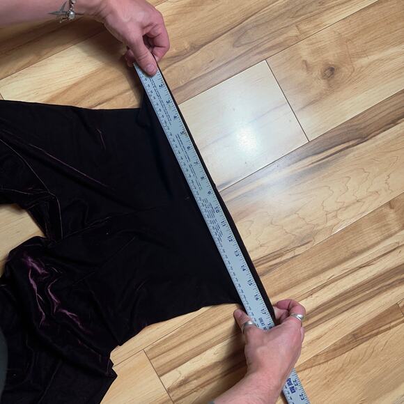 VINTAGE 80s Velvet Keyhole Halter 2 Piece Bodycon Set Size 2 Purple Dancer - Picture 7 of 8